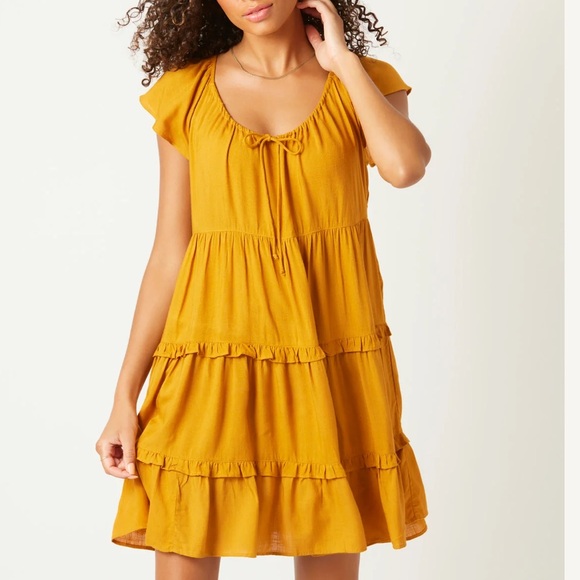 NWT Bila77 orange Darla Knee-Length Sundress with Flutter Sleeves sz S - Picture 8 of 9